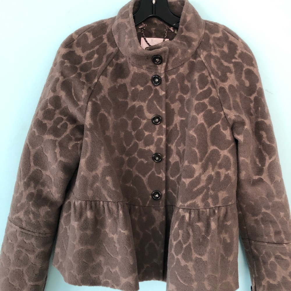 Vintage Rebecca Taylor wool taupe leopard coat